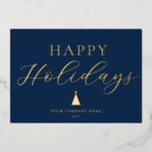 Modern Blue Business Holiday Gold Foil Kaart (Voorkant)