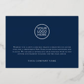 Modern Blue Business Holiday Gold Foil Kaart (Achterkant)