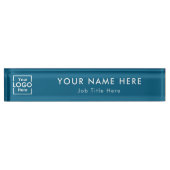 Modern Blue Business Logo Executive Professional Naambordje (Voorkant)