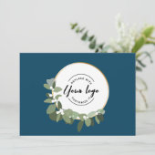 Modern Blue Business Logo Prettige feestdagen Feestdagenkaart (Staand voorkant)