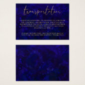 Modern Blue Calligraphy Wedding Transportation Visitekaartje (Voorkant /achterkant)