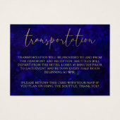 Modern Blue Calligraphy Wedding Transportation Visitekaartje (Voorkant)