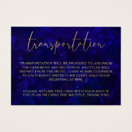 Modern Blue Calligraphy Wedding Transportation Visitekaartje