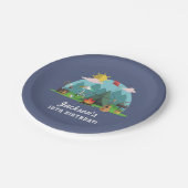 Modern Blue Camping Birthday Party Papieren Bordje (Gekanteld)