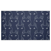 Modern Blue cat line art Patroon Fabric Stof (Fat Quarter)