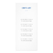 Modern Blue Celebration of Life Memorial Programme Reclamekaart (Achterkant)