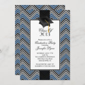 Modern Blue Chevron 2013 Graduation Party Kaart (Voorkant / Achterkant)
