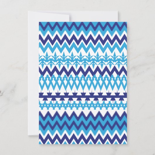 Modern Blue Chevron Birthday Party Kaart (Achterkant)