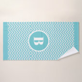 Modern Blue Chevron Monogram Baby Nursery Badhanddoek (Badhanddoek)