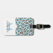 Modern Blue Choco Animal Print Girly op maat Bagagelabel (Voorkant horizontaal)