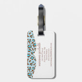 Modern Blue Choco Animal Print Girly op maat Bagagelabel (Achterkant verticaal)