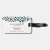 Modern Blue Choco Animal Print Girly op maat Bagagelabel (Achterkant horizontaal)