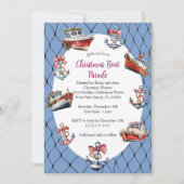 Modern Blue Christmas Boats & Anchors Lijst Kaart (Voorkant)