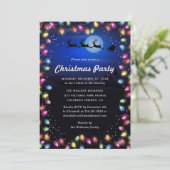 Modern Blue Christmas Lights Party Kaart (Staand voorkant)
