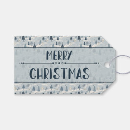 Modern Blue Christmas Village  Cadeaulabel