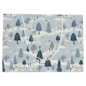 Modern Blue Christmas Village Groot Cadeauzakje (Achterkant)