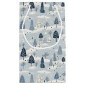 Modern Blue Christmas Village  Klein Cadeauzakje (Achterkant)