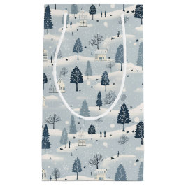 Modern Blue Christmas Village  Klein Cadeauzakje