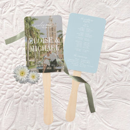 Modern Blue Citrus Script Wedding Ceremony Program Handwaaier