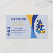 Modern Blue Cleaning Service Housekeeper Maid Visitekaartje (Achterkant)