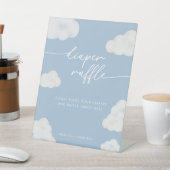 Modern Blue Cloud Baby shower Luier Raffle Sign Reclamebord Met Voetstuk (Insitu)
