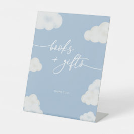 Modern Blue Cloud Baby shower Luier Raffle Sign Reclamebord Met Voetstuk