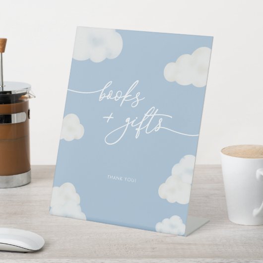Modern Blue Cloud Baby shower Luier Raffle Sign Reclamebord Met Voetstuk (Insitu)