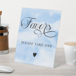 Modern Blue Cloud Nine Baby shower Favorieten Sign Reclamebord Met Voetstuk