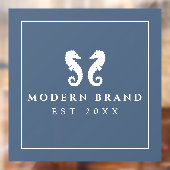 Modern Blue Coastal Seahorse  Raamsticker (Vel 2)