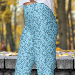 Modern Blue Cogs patroon Leggings