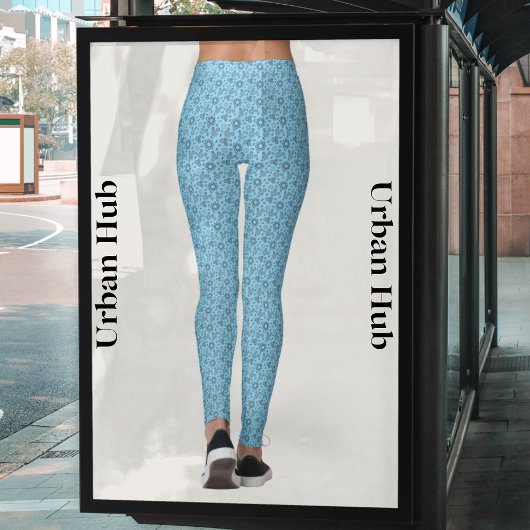 Modern Blue Cogs patroon Leggings