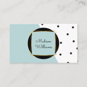 Modern Blue Color Block en Polka Dots Pattern Visitekaartje