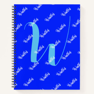Modern Blue Color - Trend Initiaal naam monogram Notitieboek