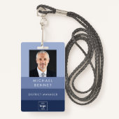 Modern Blue Company Foto ID Badge (Voorkant met draagriem)