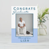 Modern Blue Congrats Afstuderen Afstuderen fotoaut (Staand voorkant)