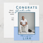 Modern Blue Congrats Afstuderen Afstuderen fotoaut (Voorkant / Achterkant)