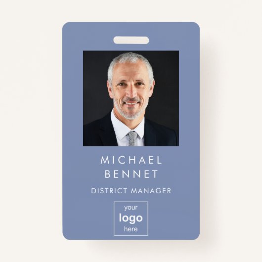 Modern Blue Corporate foto-id Badge (Voorkant)