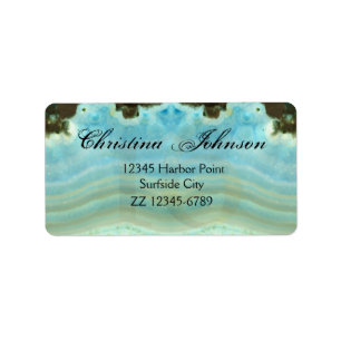 Modern Blue Cream Gemstone Sweet 16 Birthday Etiket