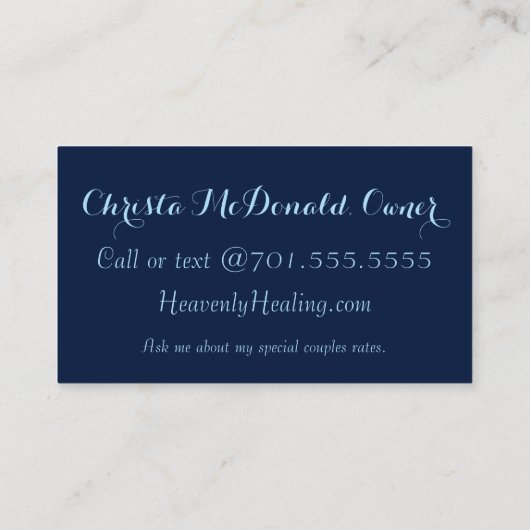 Modern Blue Crescent Moon and Stars Visitekaartje (Achterkant)