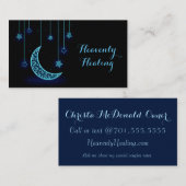 Modern Blue Crescent Moon and Stars Visitekaartje (Voorkant / Achterkant)