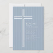 Modern Blue Cross Baptism Invitation Kaart (Voorkant)