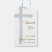 Modern Blue Cross Bevestiging Dank Je Wel Cadeaulabel (Voorkant)