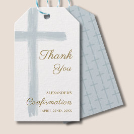 Modern Blue Cross Bevestiging Dank Je Wel Cadeaulabel