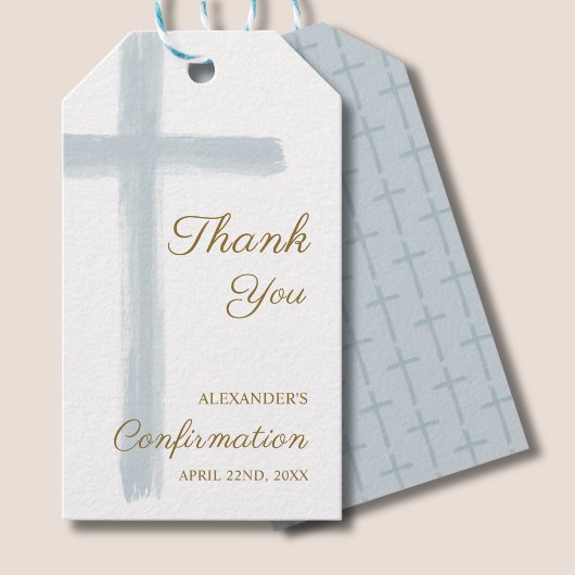 Modern Blue Cross Bevestiging Dank Je Wel Cadeaulabel