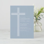 Modern Blue Cross Confirmation Invitation Kaart (Staand voorkant)