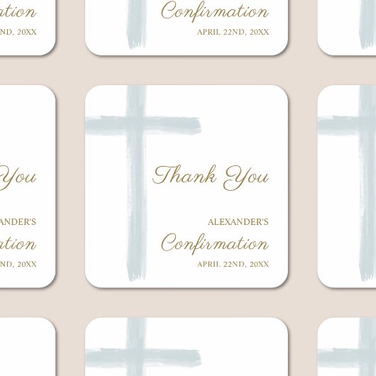 Modern Blue Cross Dank U Bevestiging Vierkante Sticker