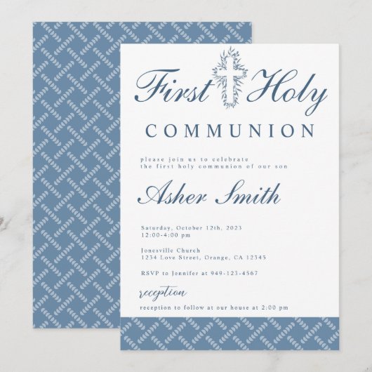 Modern Blue Cross First Heilige Communauteit Aankondiging (Voorkant / Achterkant)