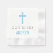 Modern Blue Cross God Bless Baby Boy Baptisme Servetten (Voorkant)