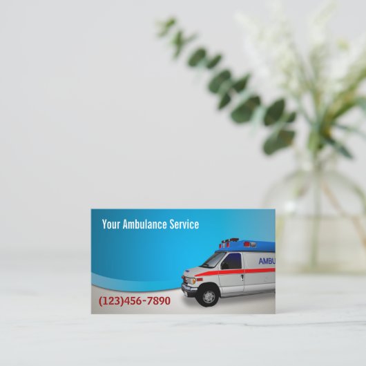 Modern Blue Curve Ambulance Service Visitekaartje (Staand voorkant)