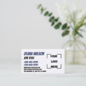 Modern Blue Custom Logo and QR Code Rectangle Visitekaartje (Staand voorkant)